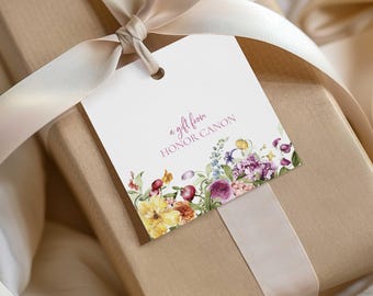 Personalized Floral Gift Tag with String or Gift Sticker