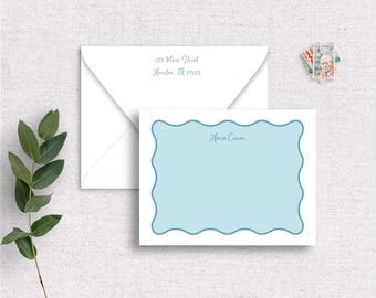 Personalized Scallop Notecards with Envelopes | Luxury Custom Stationery with Name or Monogram