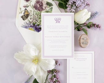 Bordered Invitation Suite with Classic Typography and Refined Monogram