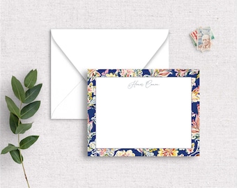 Personalized Floral Notecards with Envelopes | Custom Stationery with Monogram or Name | Modern Watercolor Border