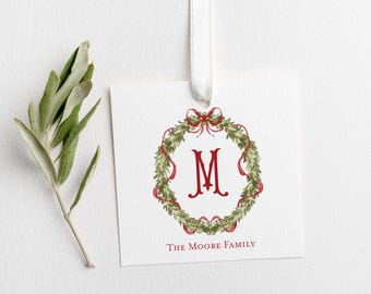 Personalized Christmas Gift Tags, Monogram Gift Tags, Custom Holiday Tags