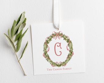 Personalized Christmas Gift Tags, Monogram Gift Tags, Custom Holiday Tags