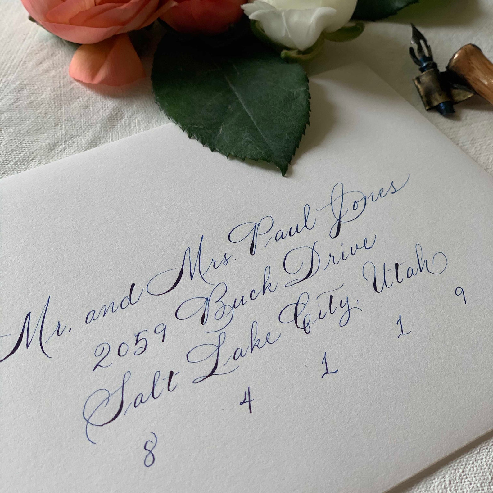Wedding Envelope Addressing Spencerian Style Calligraphy | Etsy
