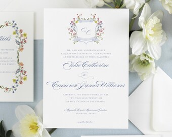 Floral Invitation Suite with Elegant Calligraphy Typography