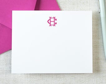 Interlocking Monogram Personalized Note Cards with Envelopes – Custom Stationery Set