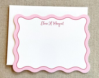 Wavy/Scallop Border Notecards with Envelopes | Custom Stationery A2 size