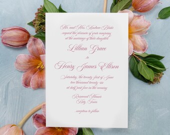 Personalized Luxury Script Wedding Invitation | Refined Romantic Wedding Stationery