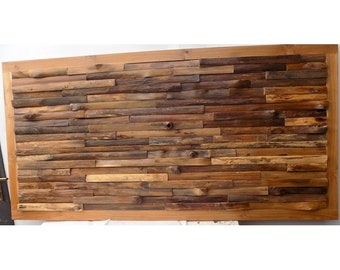 Teak wood headboard cubes cm 160x80x4 color decapat quadro industrial