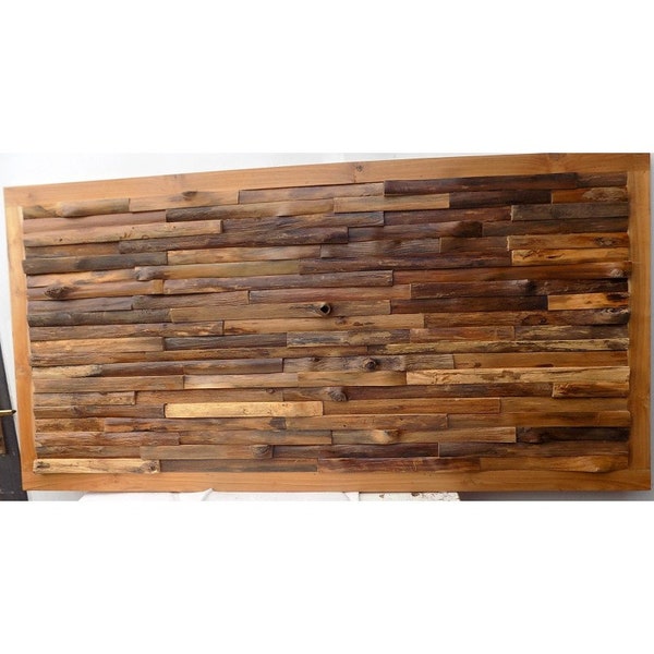 Tête de lit en bois de teck cubes cm 160x80x4 couleur décapatte quadro industriel