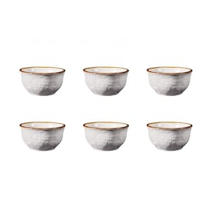 Set aus 6 handgefärbten Pinzimonio-Keramikschalen, perlweiß, Linie Mittelmeer, New Home-Porzellansteinzeug