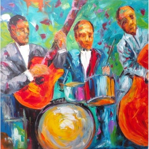 Painting painting pop art orchestra jazz Paris cm100x100 modern music canvas panel