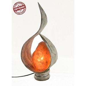 Unrepeatable salt lamp created in with pickled white &quot;Drop&quot; coconut leaf