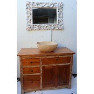 Bathroom cabinet or TV stand in solid Teak cm 100x45x75h with doors and drawers or TV stand