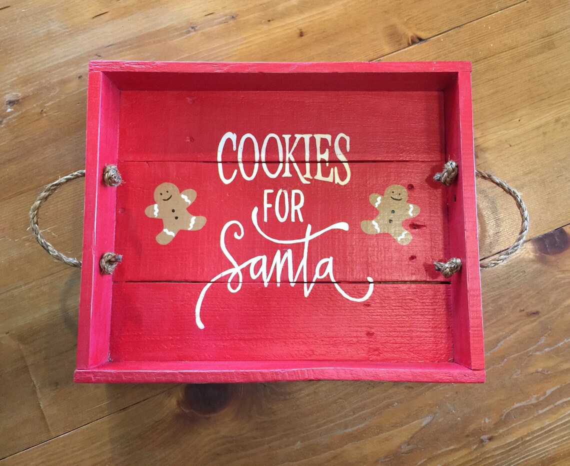Cookies for Santa Christmas Tray / Wooden Christmas Tray / Etsy