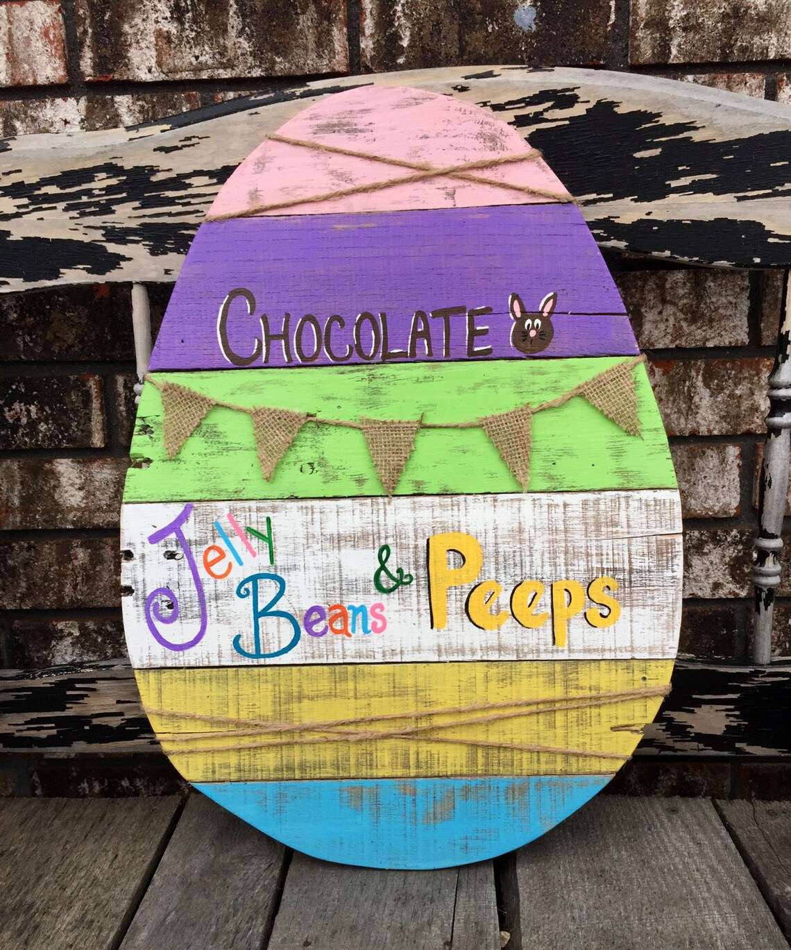 Jelly Beans and Peeps Easter Egg Pallet Wood Sign / Easter Etsy