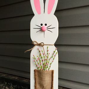 White Wooden Bunny Stand / Wooden Easter Bunny / Spring decor / Easter decor / home decor / farmhouse style decor/FREE SHIPPING image 3