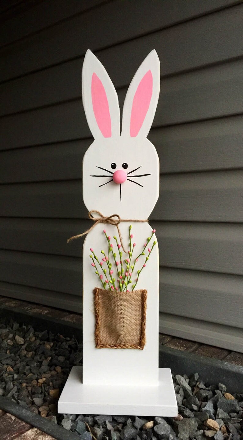 White Wooden Bunny Stand / Wooden Easter Bunny / Spring decor / Easter decor / home decor / farmhouse style decor/FREE SHIPPING image 3