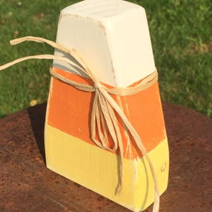 Rustic Wooden Candy Corn Blocks Decor 3pc Set / Fall Decor / Halloween ...