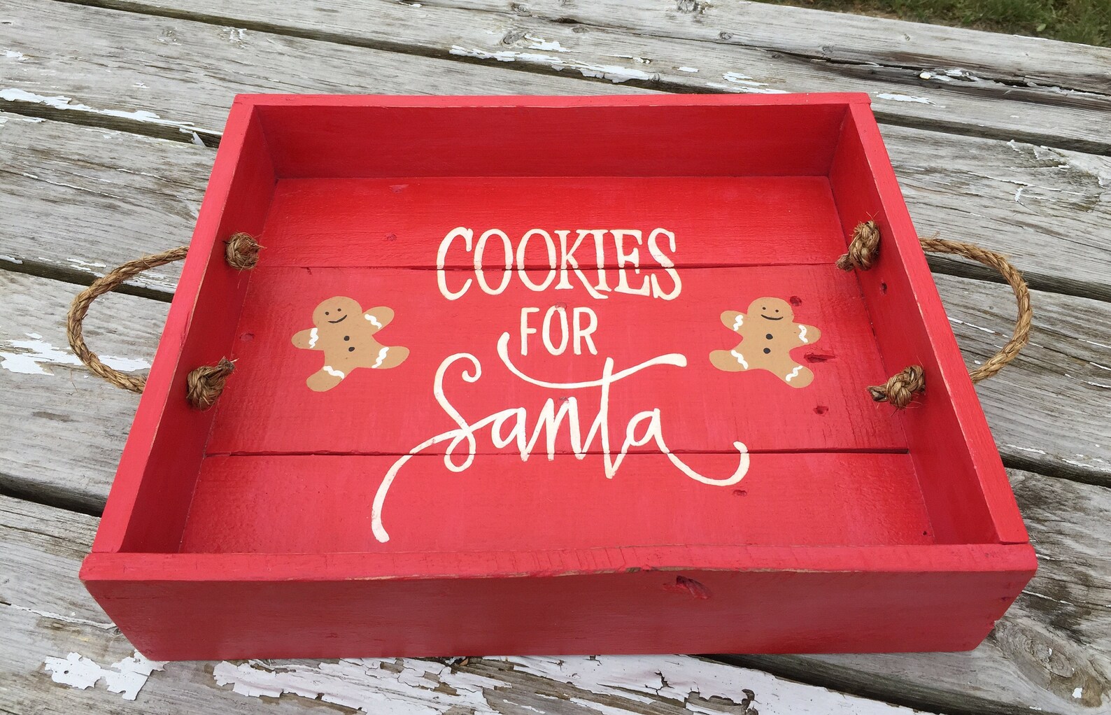 Cookies for Santa Christmas Tray / Wooden Christmas Tray / Etsy