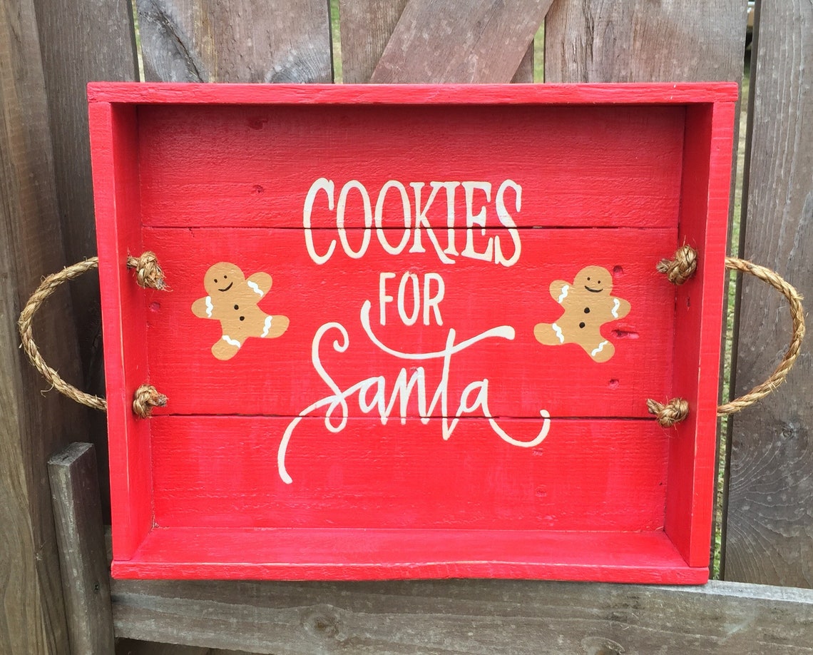Cookies for Santa Christmas Tray / Wooden Christmas Tray / Etsy
