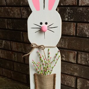White Wooden Bunny Stand / Wooden Easter Bunny / Spring decor / Easter decor / home decor / farmhouse style decor/FREE SHIPPING image 2
