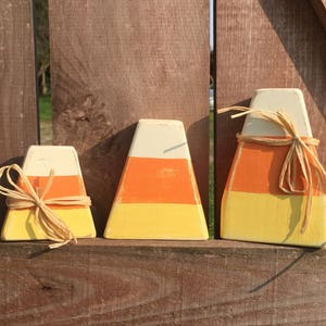 Rustic Wooden Candy Corn Blocks Decor 3pc Set / Fall Decor / Halloween ...
