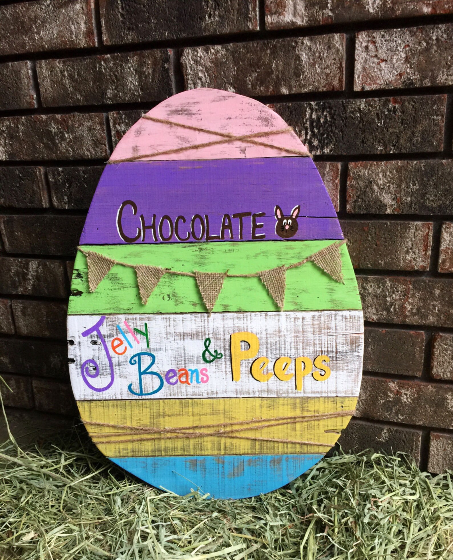 Jelly Beans and Peeps Easter Egg Pallet Wood Sign / Easter Etsy