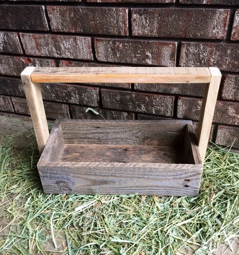 Reclaimed Wooden Caddy/wooden Tray/wooden Basket/jar Etsy