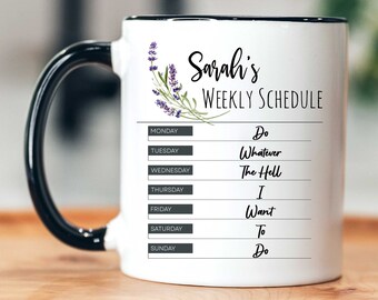 Personalized Retirement Schedule Mug, Custom Retirement Mug Gifts For Women, Weekly Retirement Coffee Mug Gifts, Teacher Retirement Mug