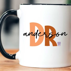 Personalized Dentist Name Mug, New Dental School Graduate Coffee Cup, Customized Dentist Mug, BOHO Pastel Colors Dentist DDS Gift, Dentistry