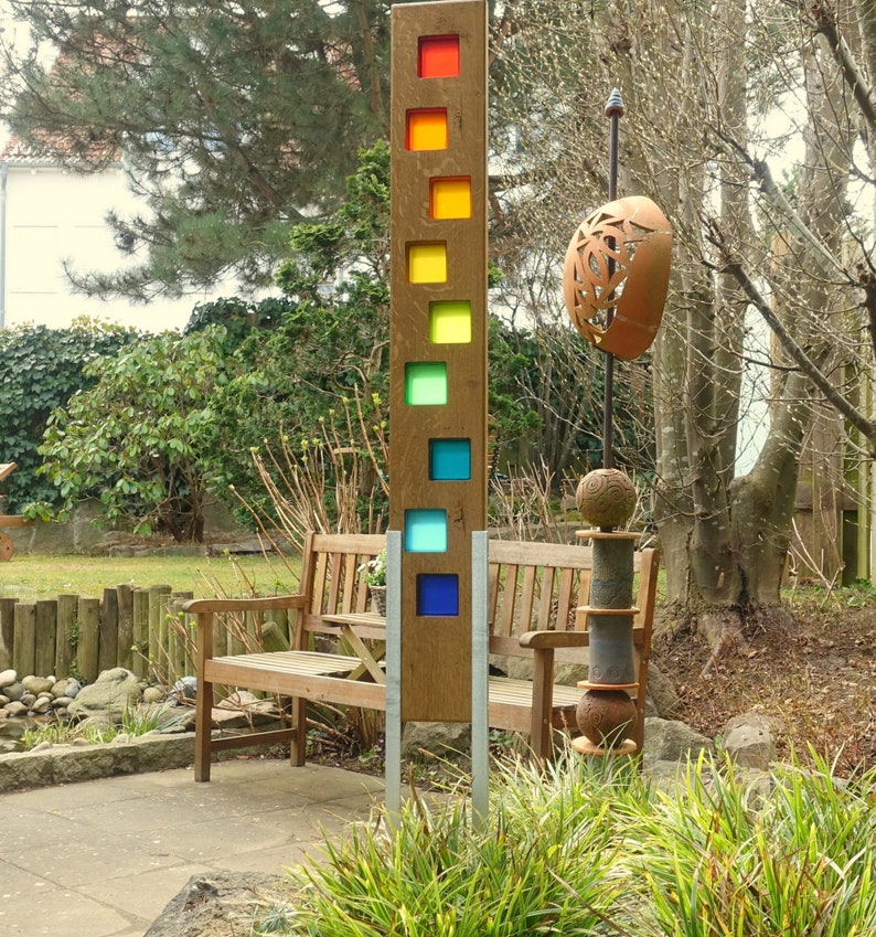 Garden Sculpture Made of Wood and Glass. Garden Decoration as Etsy