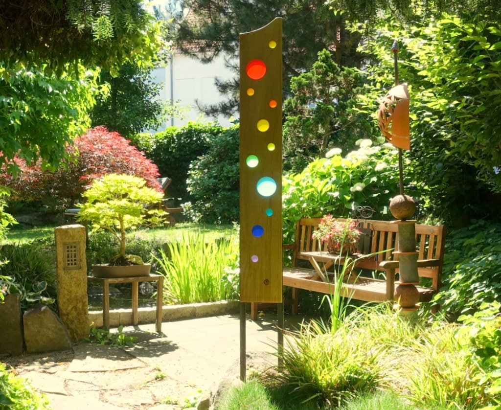 Garden Sculpture Made of Wood and Glass. Garden Decoration as Etsy