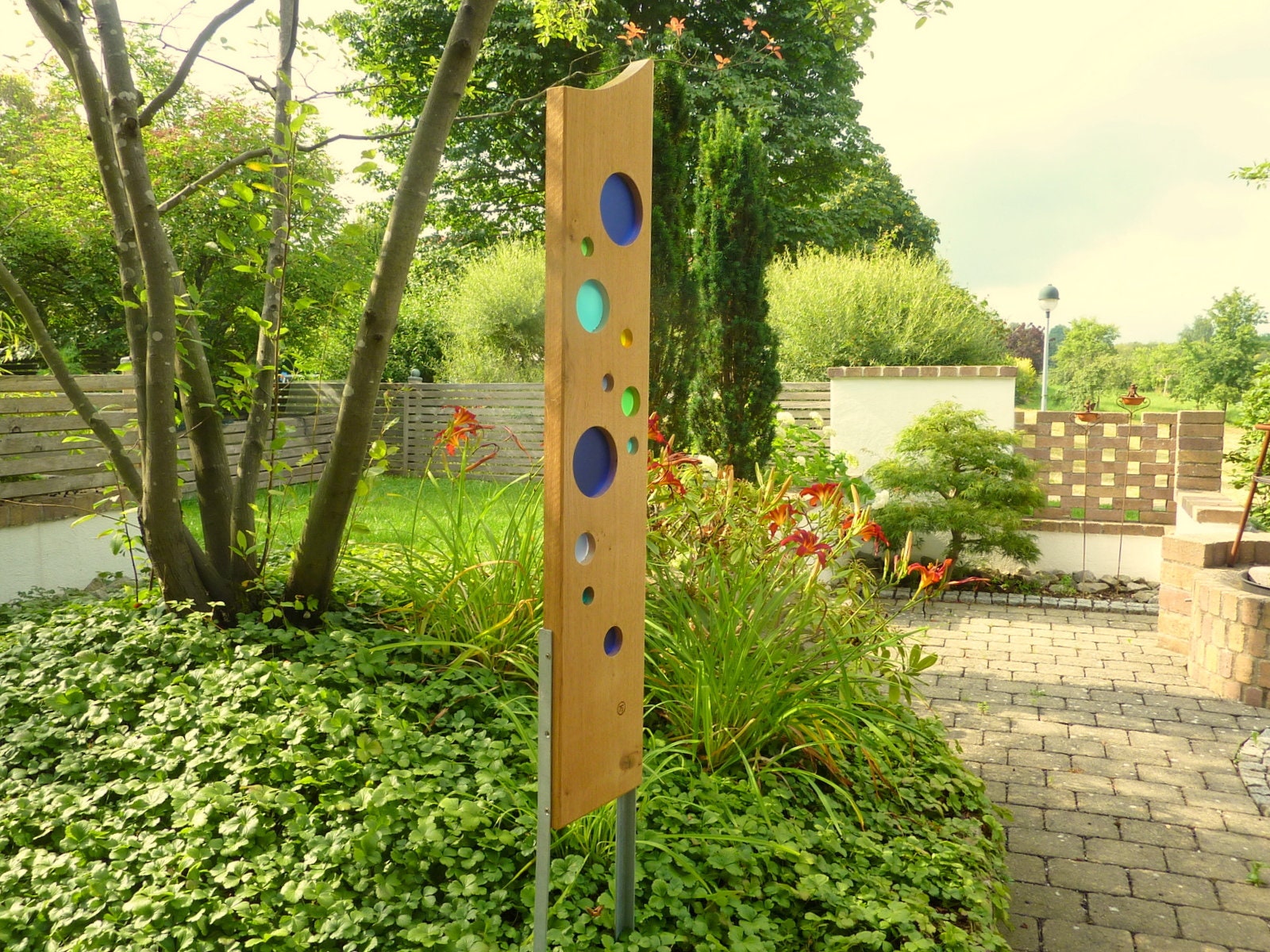 Garden Sculpture Made of Wood and Glass. Garden Decoration as Etsy