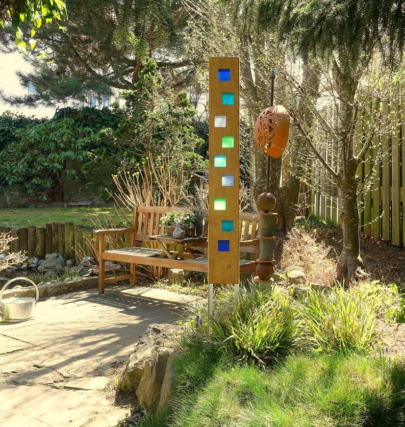 Garden Sculpture Made of Wood and Glass. Garden Decoration as Etsy