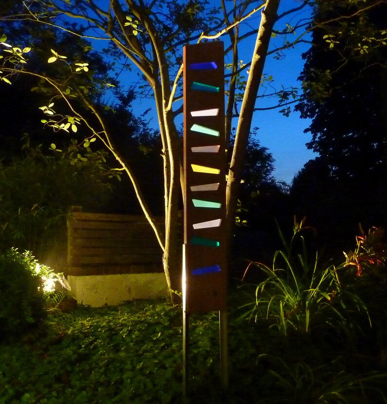 Wood and Glass Garden Sculpture Etsy