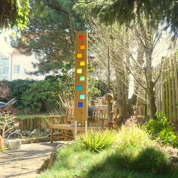 Gartenskulptur aus Holz und Glas. Gartendekoration als Unikate - Etsy