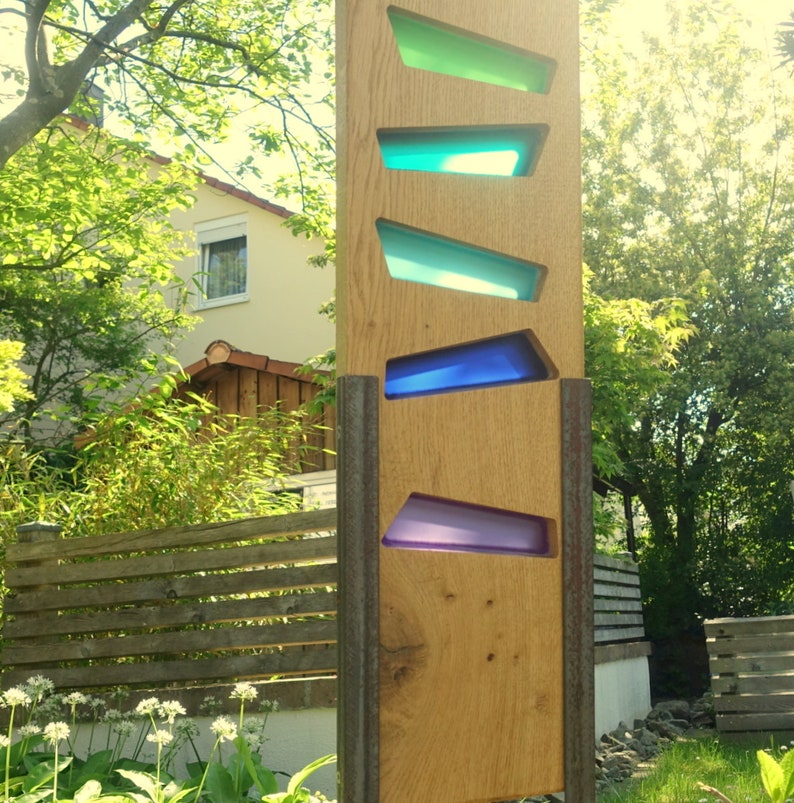 Wood and Glass Garden Sculpture Etsy