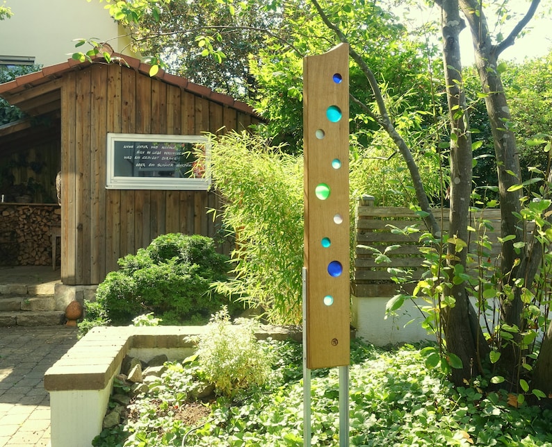 Garden Sculpture Made of Wood and Glass. Garden Decoration as Etsy