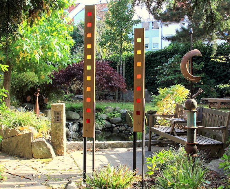 Garden Sculpture Made of Wood and Glass. Garden Decoration as Etsy