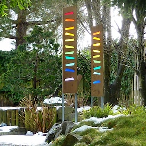 Garden sculpture made of wood and glass. Garden decorations are unique, handmade and weatherproof. image 4