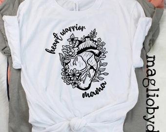 Koszulka Heart Warrior Mama | Koszulka z motywem świadomości CHD