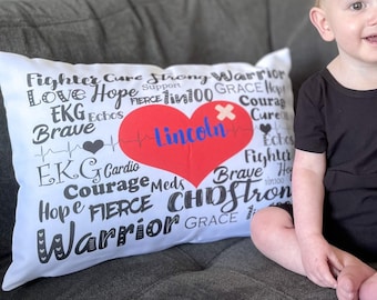 Personalized Heart Warrior Pillow Cover | CHD Awareness