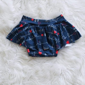 Handmade EKG Heartbeat Skirted Bummies | CHD Apparel