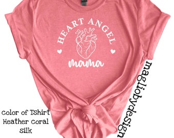 Koszulka „Heart Angel Mama” | Świadomość choroby niedokrwiennej serca, wojowniczka serca