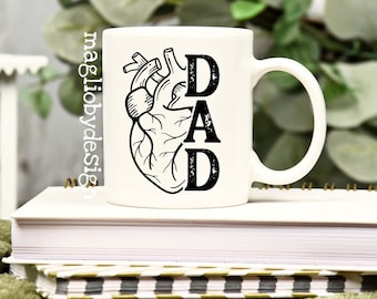 Anatomical Heart Dad Coffee Mug | Unique Father's Day Gift