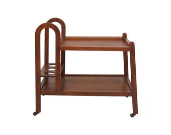 Midcentury Teak Rolling Bar Cart