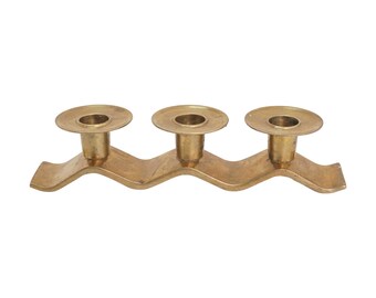 Wavy Brass Candle Holder