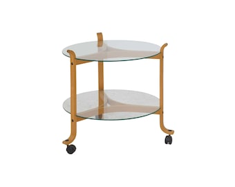 Danish Beech and Glass Two-Tier Table