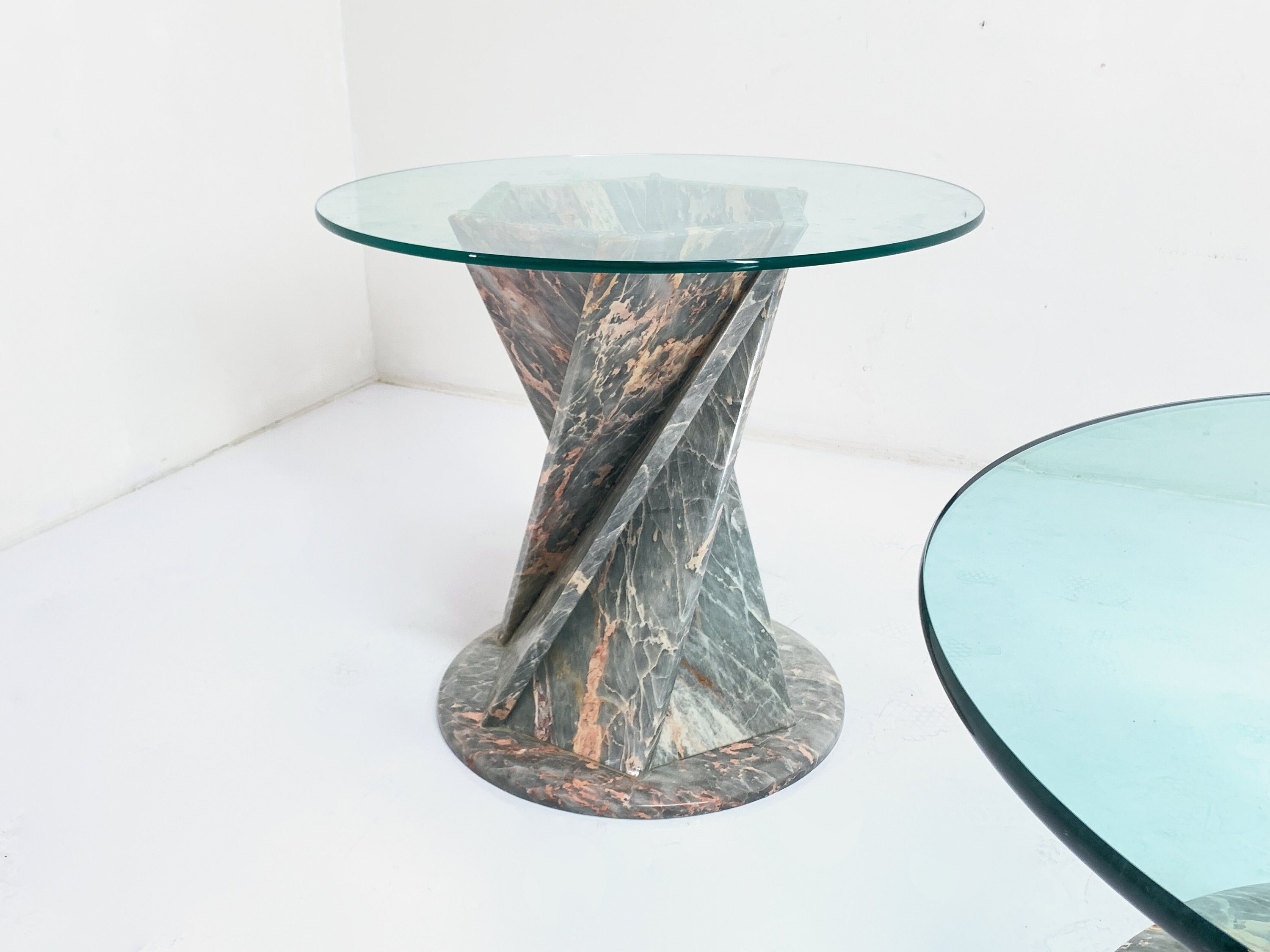 Marble and Glass End Table Etsy