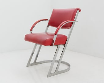 Chrome & Pink Vinyl Chair by Cal-Style, 1980s
